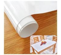 White PVC Table Cover Protector 2mm 58x98 Inch Tablecloth Waterproof Vinyl Plastic Crystal Dining Room Desk Pad for Tabletop Topper Heat Resistant Meeting/Coffee Protectors Pads