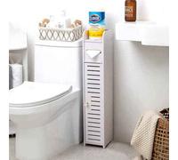 White Pvc Toilet Paper Holder Bathroom Storage Cabinet, Free Standing, Wooden, Compact