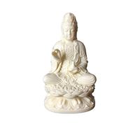 White Quan Yin Buddha Statue Sitting on Lotus - Kwan-Yin Goddess of Mercy Sculpture for Office Decor, Spiritual Gift, Handcrafted Craftsmanship