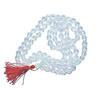 White Quartz Clear Dimanond Cut Sphatik Mala Necklace 108+1 Round Beads 8 Mm Natural Original Gemstone Crystal For Jaap Pooja Astrology Wearing Meditation For Unisex Men Women Boy Girl-B0CBHFTHMRNAMZ