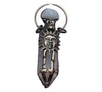 White Quartz Crystal Point Pendant with Agate Mushroom and Sun God - Handcrafted Gemstone Jewelry for Halloween, Meditation, or Gift