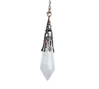 White Quartz Gemstone, Crystal Pendulum, Vintage Hexagonal Crystal Pendulum for Radiesthesia, Pendulum Chakra Reiki Divination Meditation Wicca (White Quartz)