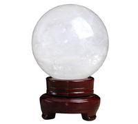 White Quartz Stone Crystal Ball, Ornament with Stand,Polished Sphere Sculpture Figurine for Home Decoration,18~19cm Gemstone Stone