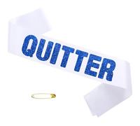 White Quitter Retirement Sash Blue Glitter Letter for Men or Women The Legend Has Retired Great for Retirement Party Supplies Decorations White Blue