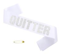 White Quitter Retirement Sash Silver Glitter Letter for Men or Women The Legend Has Retired Great for Retirement Party Supplies Decorations White Silver