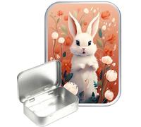 White Rabbit 30ml Silver Hinged Tin, Pill Box, Pocket Tin, Tablet Case, Robust Curved Edged Durable Corners, Clip Lid Hinged, Capacity30ml, Dimensions. 80mm x 50mm x 16mm