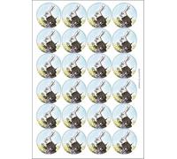 White Rabbit Alice in Wonderland Circular Matt Paper Stickers A4 Sheet of 24 (Each Sticker is 45mm Diameter)