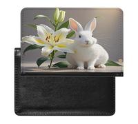 White Rabbit And Lilies Passport Holder Passport Cover Protector Essentials with Credit Card Slots for Women Men