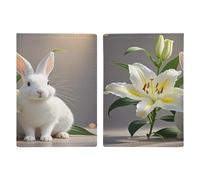 White Rabbit And Lilies Passport Holder Passport Wallet PU Leather Passports Protective Cover Slim Travel Accessories
