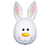 White Rabbit Bunny Head 30" SuperShape Foil Balloon Easter Decoration