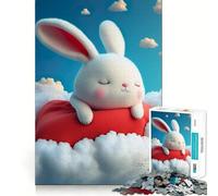 White Rabbit Dreaming 1000 Piece Adult Puzzles Logic Puzzle Play Precision Cut Smooth Edges for Family Gatherings (38x52cm)