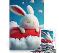 White Rabbit Dreaming Adults Puzzles 1000 Piece Jigsaws Strategic Think Mindful Escape Precise Fit Nice Gift (38x26cm)