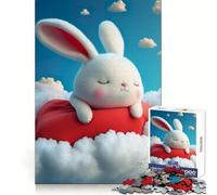 White Rabbit Dreaming Teenagers 1000 Piece Jigsaw Puzzle Focus Training Leisure Activity Tight Join Thoughtful Gift (50x75cm)