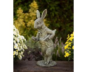 White Rabbit Garden Figure | Alice in Wonderland Heavy Resin Home Ornament Statue
