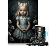 White Rabbit Haunted Forest Jigsaw 1000 Pieces Focus Building Toy Zero Gap Rewarding Activity for Rainy Days (38x26cm)