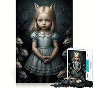 White Rabbit Haunted Forest Puzzle for Adults 1000 Pieces Memory Play Game Firm Fit Secure Assembly Meaningful Connection Building Game (38x52cm)