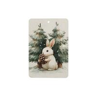White Rabbit Holding Pine Cone Watercolor Car Air Fresheners 4 Pcs Hanging Scented Cards Fragrance Scented Cards For Car Aromatherapy Tablets