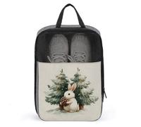 White Rabbit Holding Pine Cone Watercolor Shoe Bag for Travel Daily Use Anti-dust Storage Carrier Golf Shoe Pouch