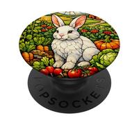 White Rabbit in a Colorful Garden on a Sunny Day PopSockets Adhesive PopGrip