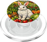 White Rabbit in a Colorful Garden on a Sunny Day PopSockets PopGrip for MagSafe
