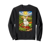 White Rabbit in a Colorful Garden on a Sunny Day Sweatshirt