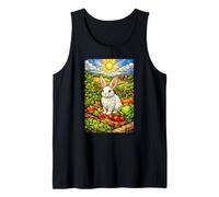 White Rabbit in a Colorful Garden on a Sunny Day Tank Top