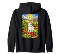 White Rabbit in a Colorful Garden on a Sunny Day Zip Hoodie