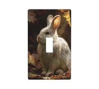 White Rabbit in The Forest Light Switch Cover Decorative Single Toggle 1 Gang Wall Plate for Kitchen Farmhouse Bedroom Bathroom Art Decor
