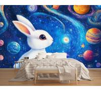 White Rabbit in The Moon Palace Wallpaper 150x130cm Abstract Painting Wallpaper Murals,for Living Room Not Self Adhesive Wall Paper Large Mural & Room Decor