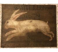 White Rabbit Inn EST 1784 Primitive Folk Art Plaque Decorative Sign Retro Metal Tin Sign Vintage Sign for Home Coffee Shop Wall Decor 8x12 inch