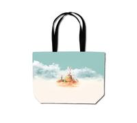 White Rabbit On A Beach Holiday Beach Shopper Tote Bag Warren Reed - Designer Yellow One Size