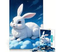 White Rabbit on Cloud Jigsaw 1000 Piece Mind Skill Play Stable Fit No Shifting Parts Enjoyable Pastime for Long Weekends (38x52cm)