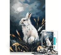 White Rabbit Under Moonlight 1000 Piece Jigsaw Puzzles for Teenagers Recall Fun Play Tight Interlock No Gaps Family Fun Night Activity (50x75cm)