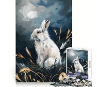 White Rabbit Under Moonlight 1000 Pieces Jigsaw Puzzles for Teenagers Think Training Mindful Escape Defined Edges Seasonal Gift (50x75cm)