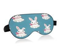 White Rabbit with Bowknot Sleep Mask Soft Cooling Eye Masks for Sleeping with Elastic Strap Night Blindfold for Women Men Travel