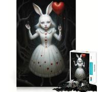 White Rabbit with Heart Balloon, Alice in Wonderland Inspired Jigsaw Puzzle 1000 Pieces Focus Building Toy Firm Fit Secure Assembly Holiday Indoor Entertainment Toy (38x26cm)