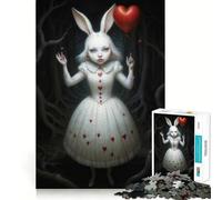 White Rabbit with Heart Balloon, Alice in Wonderland Inspired Jigsaw Puzzle 1000 Think Boost Game Tight Lock No Loose Pieces Interactive Brain Challenge for Home (50x75cm)