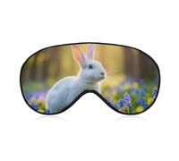 White Rabbits in The Forest Sleep Mask with Adjustable Strap, Breathable Sleep Masks for Women Men, Soft Eye Mask for Side Sleepers, Travel, Office Nap, Airplane & Blocking Light