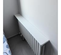 White Radiator Cover Floating Shelf 140cm Dustproof Universal Radiator Shelf with Thermal Reflective Foil Wall Mounted Heater Shelves for Home Includes Fitting Brackets