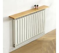 White Radiator Cover Floating Shelf 140cm Dustproof Universal Radiator Shelf with Thermal Reflective Foil Wall Mounted Heater Shelves for Home Includes Fitting Brackets (D 90cmx16cm)