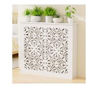 White Radiator Cover with Sto Shelf Modern Ventilated Heater Cabinet for Home Bedroom & Office Easy Assembly 100x90x15 cm& Functal Decor