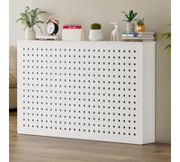 White Radiator Covers Cabinet Bathroom Floor Radiator Cover Waterproof Hide Cluttered Pipes PVC Heating Cover Cabinet For Bedroom Office Decorative(L100xH60xD20cm)