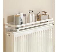 White Radiator Shelf Cover for Small Bathrooms Modern No Drill Heating Hide Out Cabinet Top with Easy Fit Bracket (39in 100cm) Slish & Functal Solut