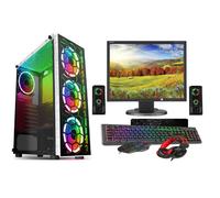 (White Raider, RTX3050 8GB) Gaming PC Bundle Intel Core i7 16GB Ram 1TB+128GB SSD RTX3060 12GB - 22" Monitor Full setup Light Speakers