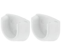 White Rail End Supports Brackets for use with Oval Wardrobe Rails Poles 20mm x2