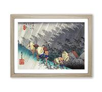White Rain At Shono By Utagawa Hiroshige Asian Japanese Framed Print | A4 Oak Framed Wall Art | Ready to Hang | Asian Landscape Picture | Living Room Bedroom Lounge Office