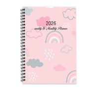White Rain Droplets 2026 Planner A5 To Do List Notebook Agenda 2026 Diary for Women Notebook Diary for Work Week To View Monthly Year Planner with Dotted Line Note Page Slim