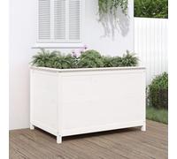 White Raised Bed Made of Solid Pine Wood, 119.5 x 82.5 x 78 cm, for Garden, Balcony and Patio, Ideal for Planting Vegetables and Flowers
