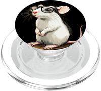 White Rat in Cool Spectacles for a Funny Look PopSockets PopGrip for MagSafe