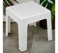 White Rattan Design Wicker Coffee Table Bistro Plastic Garden Patio Furniture EONLION White One Size